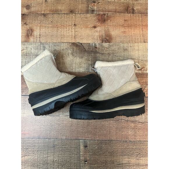 Magellan | Women's Black Tan Winter Suede Duck Pac Warm Thinsulate Boots Sz 8 - Picture 1 of 5